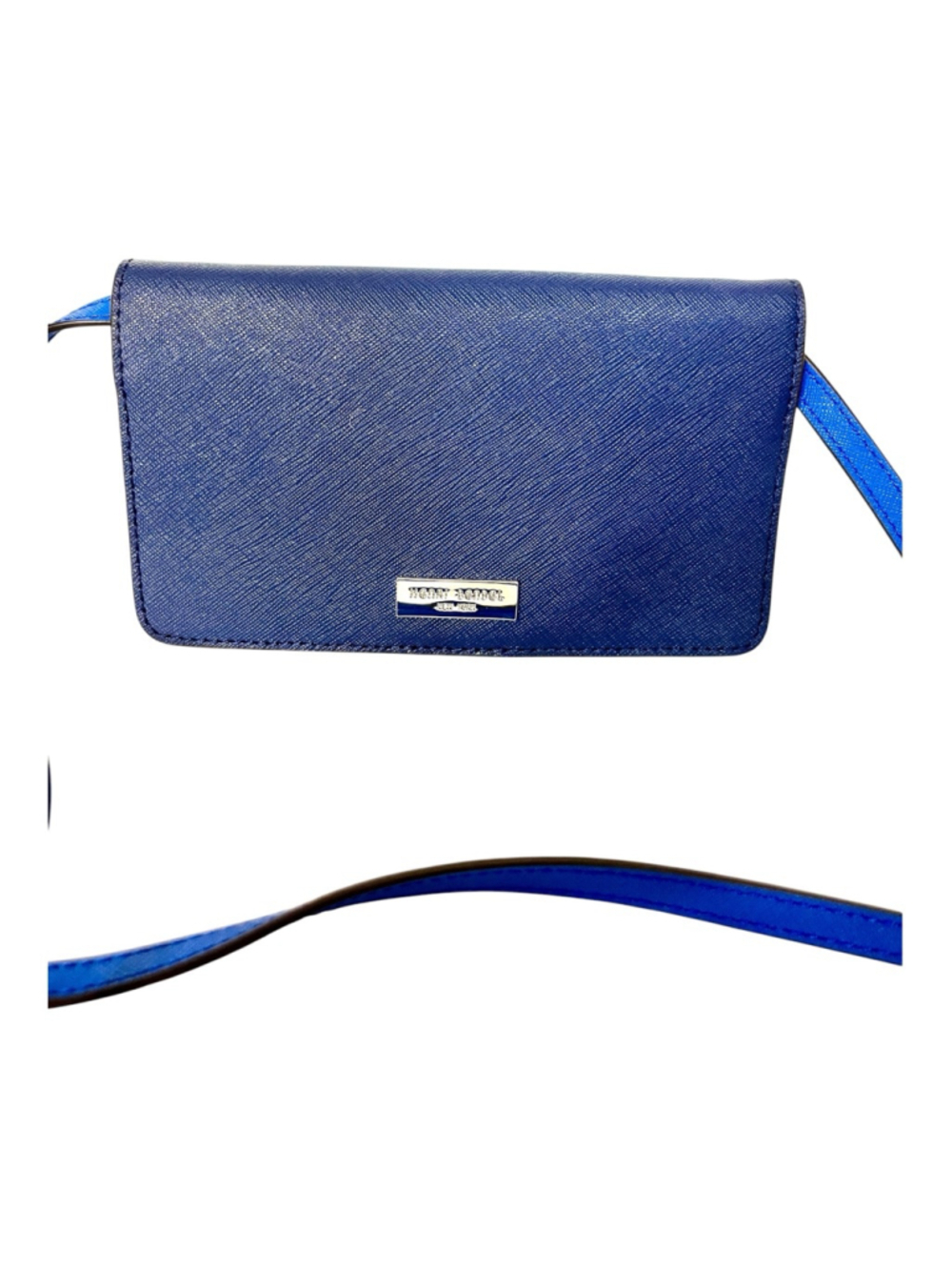Henri Bendel Blue Saffiano leather crossbody Wallet phone bag